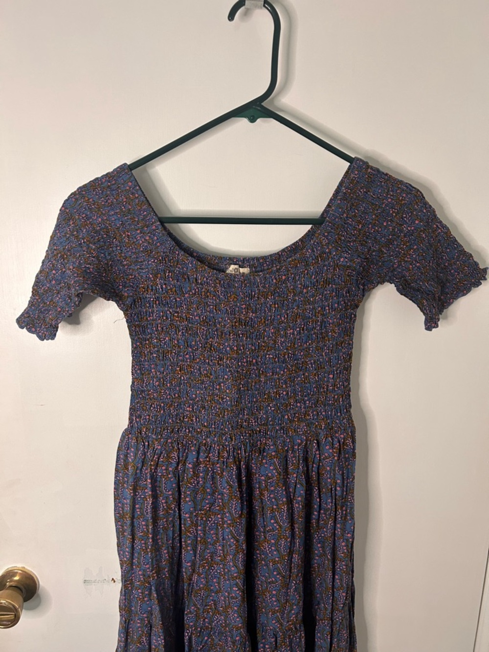 NATURAL LIFE Navy Blue Floral Smocked Maxi Dress - Picture 3 of 8